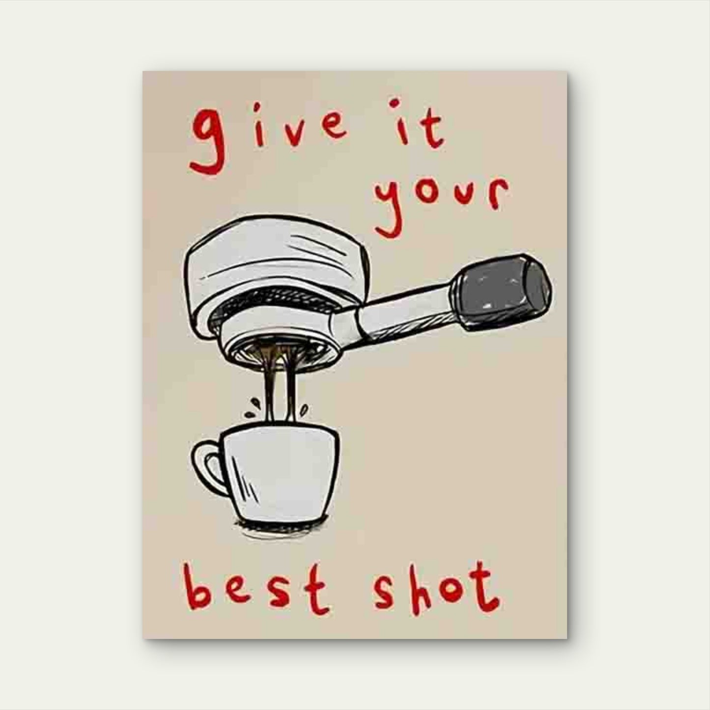 Coffee Machine Pouring into White Cup Design 60x90cm Metal Print Ready to Hang