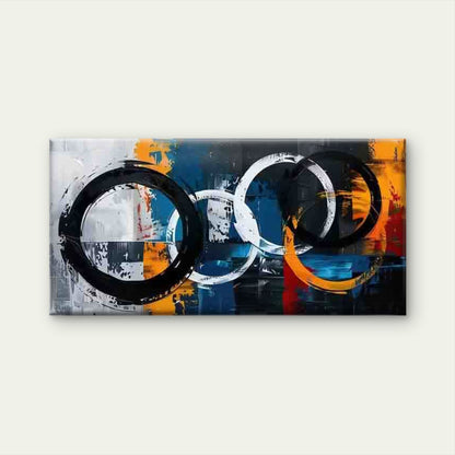Abstract Colorful Rings Wall Art Canvas Office Home Room Framed 120x60cm