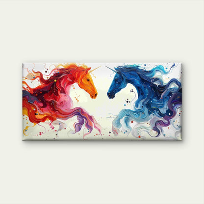 Painting of colorful unicorn Wall Art Canvas Office Home Room Framed 120x60cm