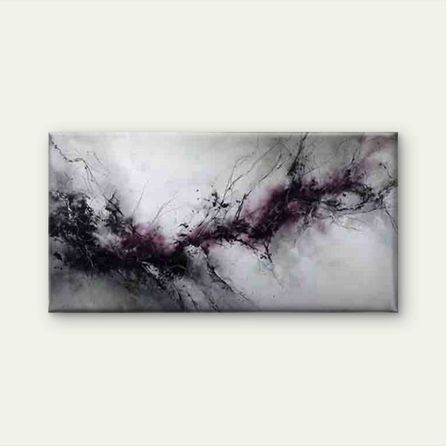 Abstract Ink Marble Design Wall Art Canvas Office Home Room Framed 120x60cm - Bella Home Decor
