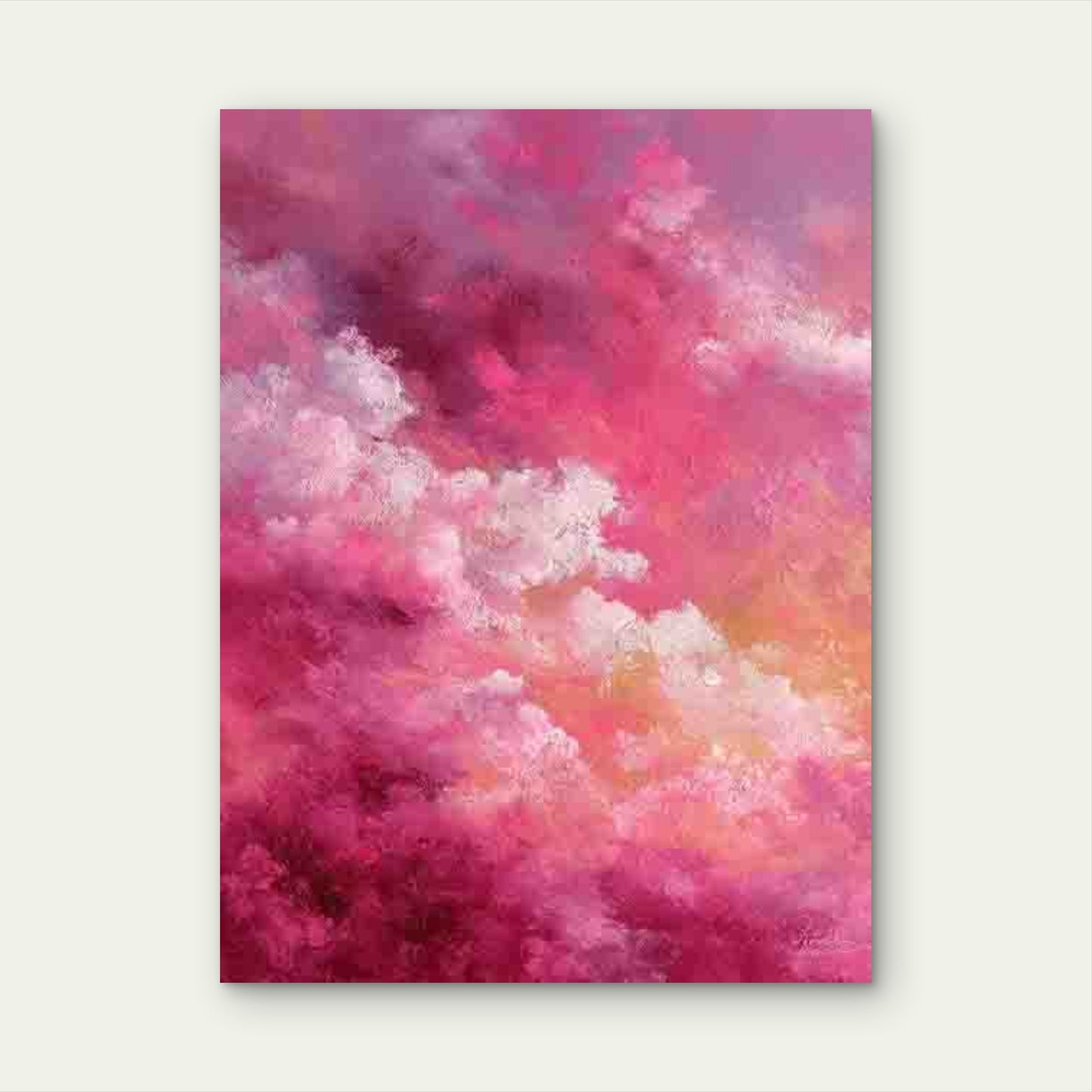 Abstract Soft Pink Clouds in Pastel Shades 60x90cm Metal Print Ready to Hang