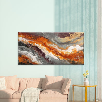 Abstract Waves in Bold Colors Wall Art Canvas Office Home Room Framed 120x60cm
