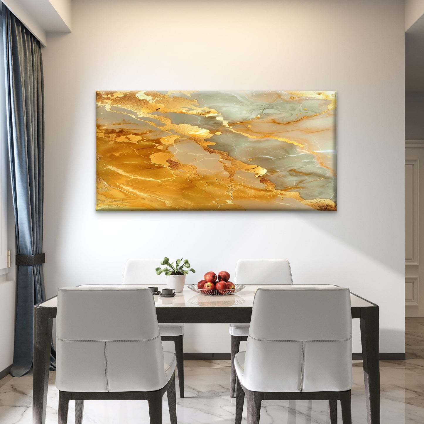 Sage Amber Agate Stone Wall Art Canvas Office Home Room Framed 120x60cm - Bella Home Decor
