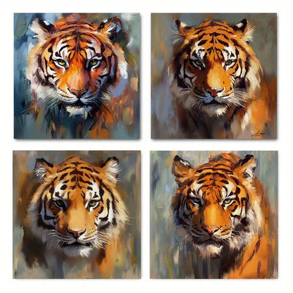 4pcs Graffiti Tiger Theme Wall Art Canvas Framed - Bella Home Decor