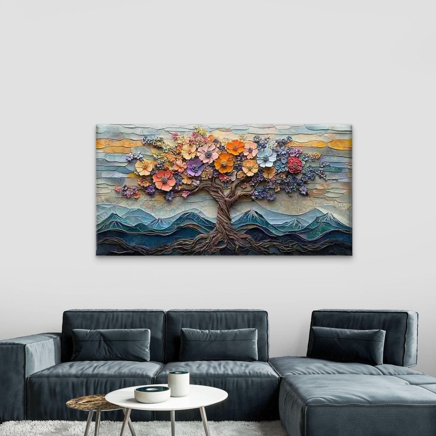Vibrant Tree of Life Wall Art Canvas Office Home Room Framed 120x60cm - Bella Home Decor