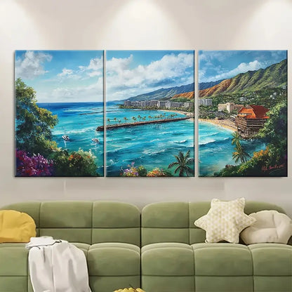 3pcs Vibrant Tropical Beach Scene Metal Print Ready to Hang Art