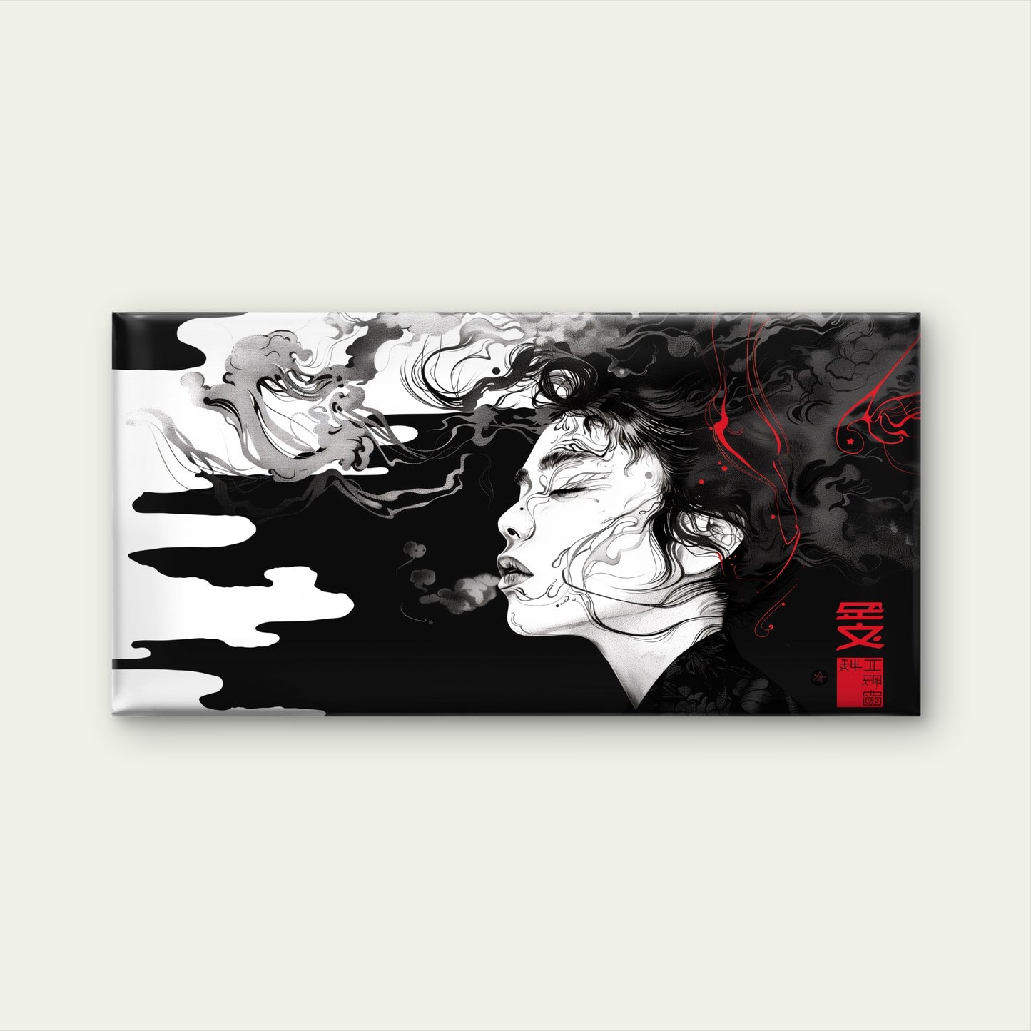 Black Smoke Red Serenity Wall Art Canvas Office Home Room Framed 120x60cm