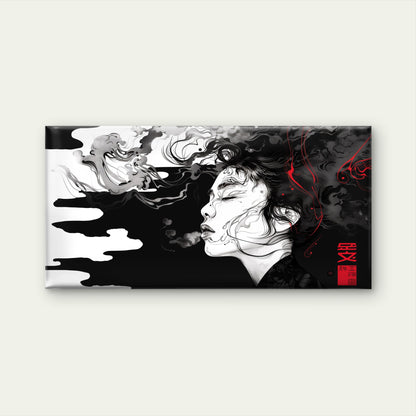 Black Smoke Red Serenity Wall Art Canvas Office Home Room Framed 120x60cm