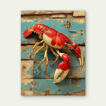 Large Red CrawFish Painting 60x90cm Metal Print Ready to Hang