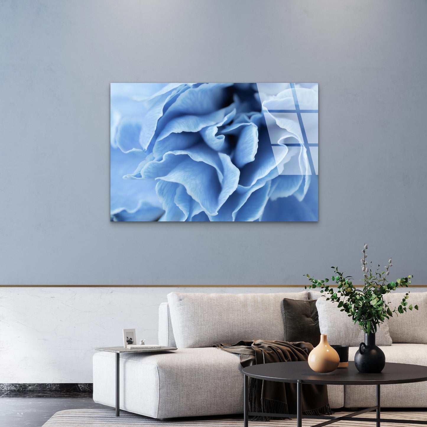 Light Blue Carnation Flower Petal  Acrylic Glass Printing Wall Art Australian Made Quality