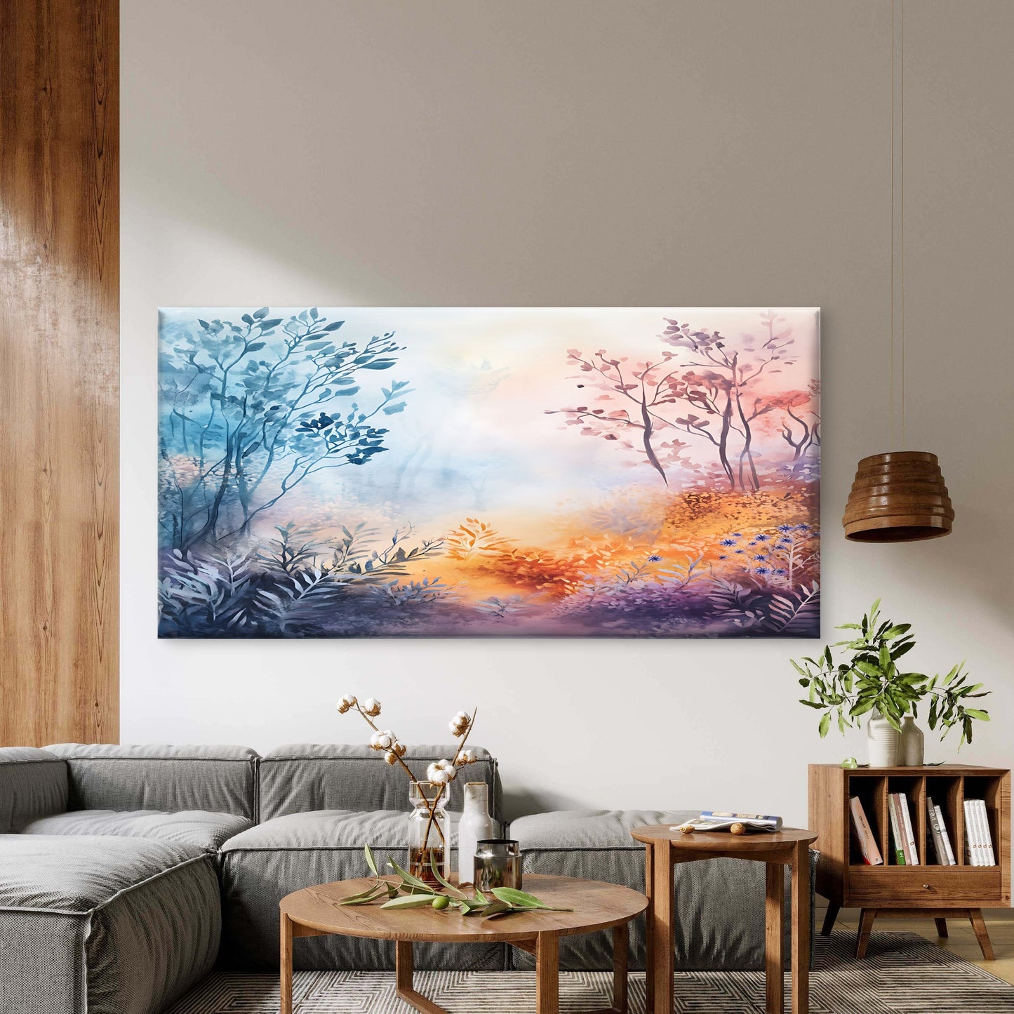 Vibrant Dawn In The Woods Wall Art Canvas Office Home Room Framed 120x60cm