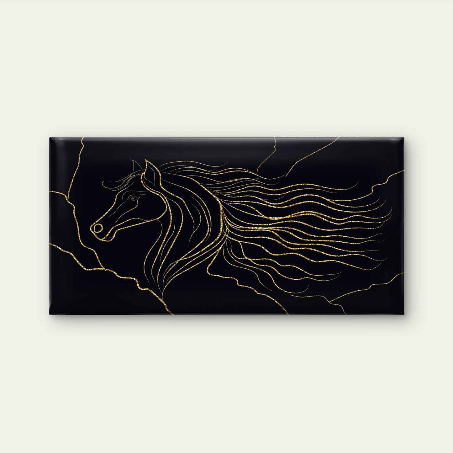 Elegant Luxury Gold Line Art Horse Wall Art Canvas Office Home Framed 120x60cm