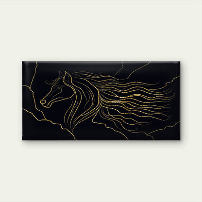 Elegant Luxury Gold Line Art Horse Wall Art Canvas Office Home Framed 120x60cm