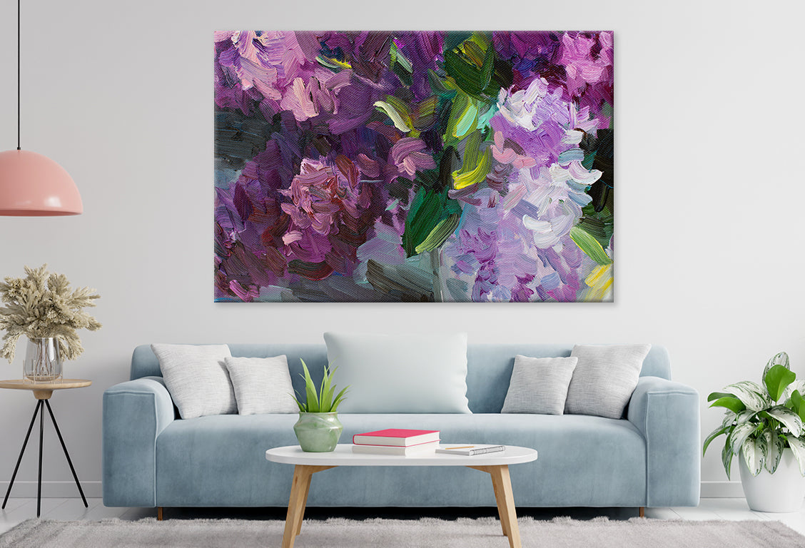 Lilac Oil Painting on Strokes Wall Art Decor 100% Australian Made