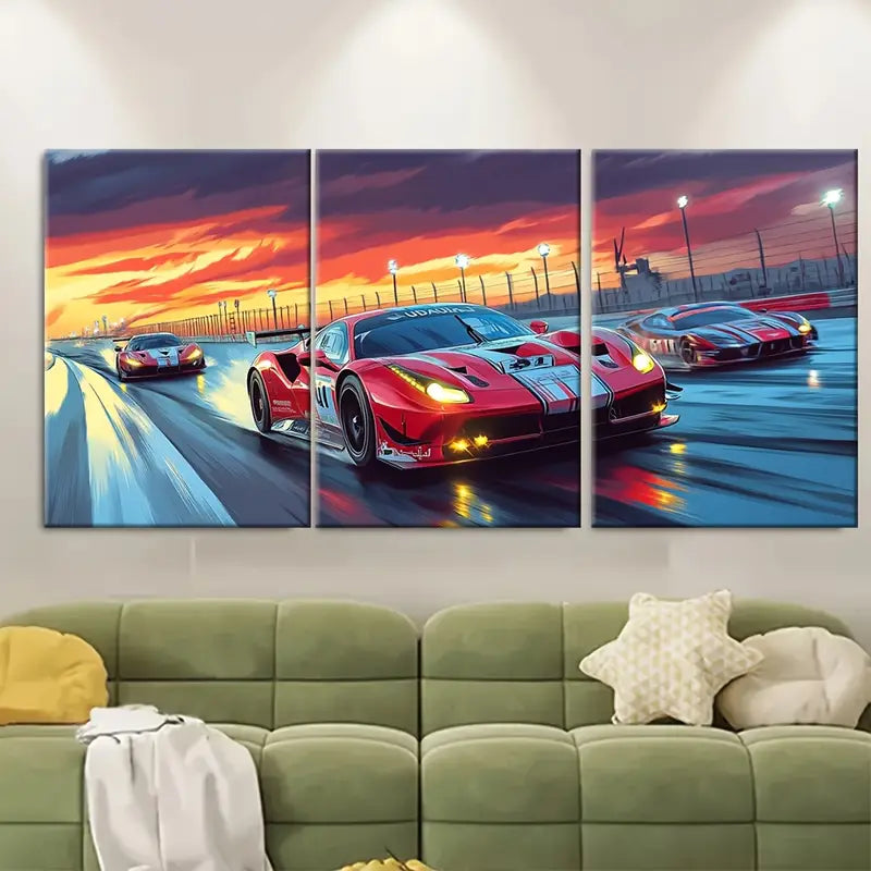3pcs Abu Dhabi Motorsport Racing Scene Art Wall Art Set Canvas Framed 40x60cm - High Quality Print 100% Australian Made Wall Canvas Ready to Hang - Bella Home Decor