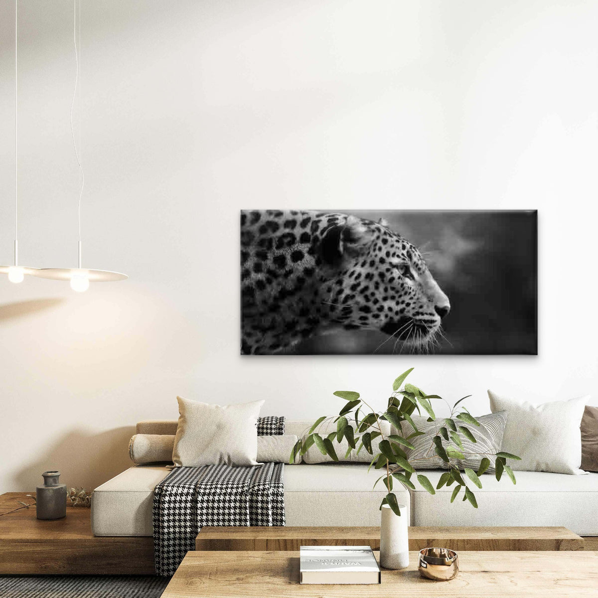 Close-Up of a Leopard'S Face Wall Art Canvas Office Home Room Framed 120x60cm