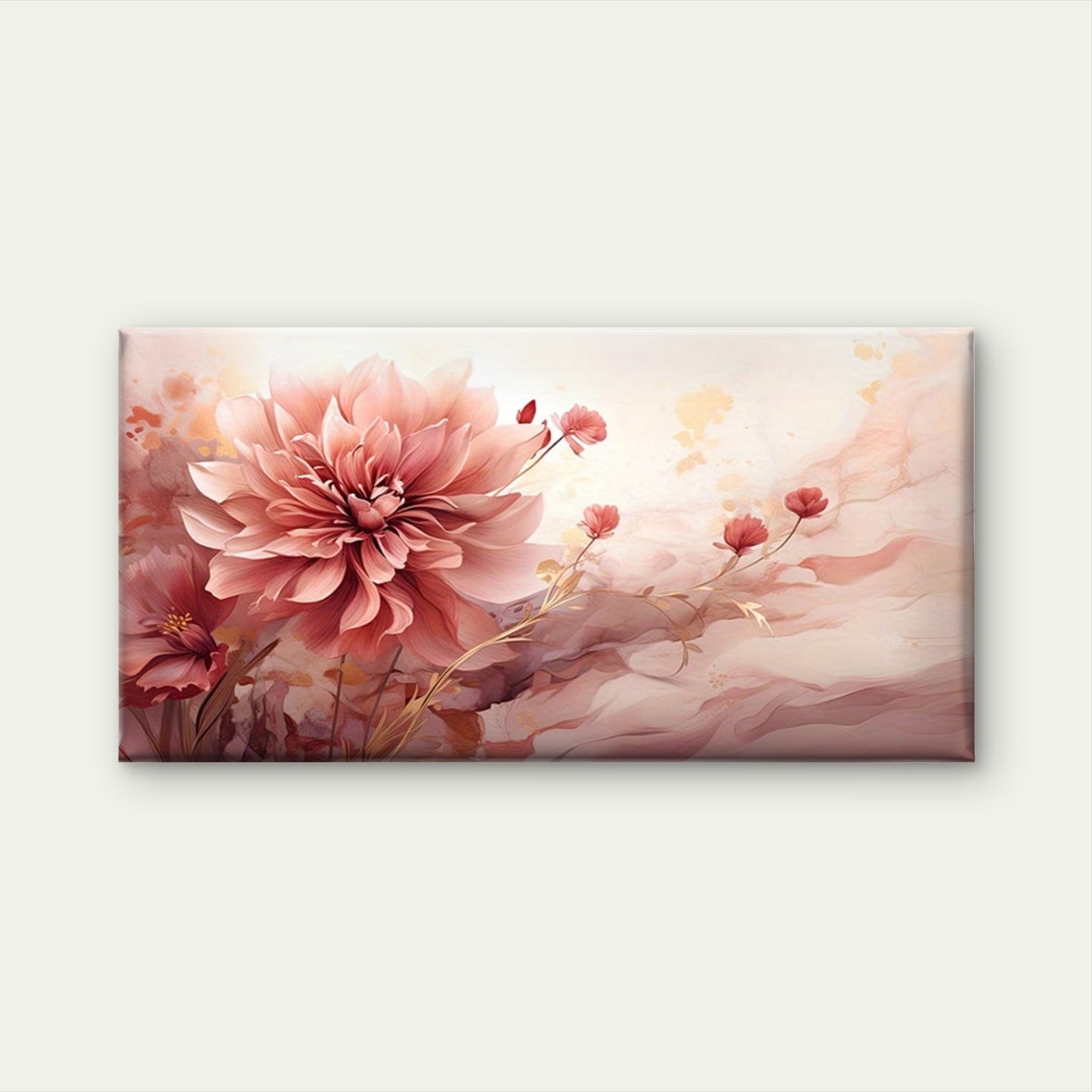 Pastel Blooms in Soft Light Wall Art Canvas Office Home Room Framed 120x60cm