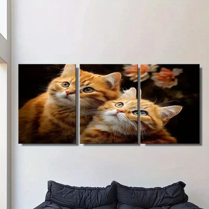 3pcs  Two Cute Orange Cats Metal Print Ready to Hang Art - Bella Home Decor