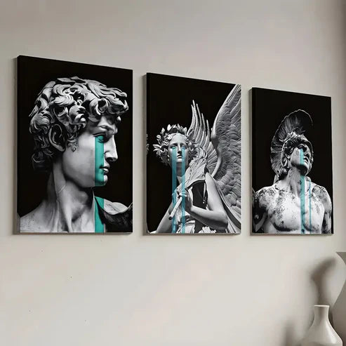 3pcs Modern Art Style David Statue Fashion Art Wall Art Canvas Unframed - High Quality Print 100% Australian Made Wall Canvas