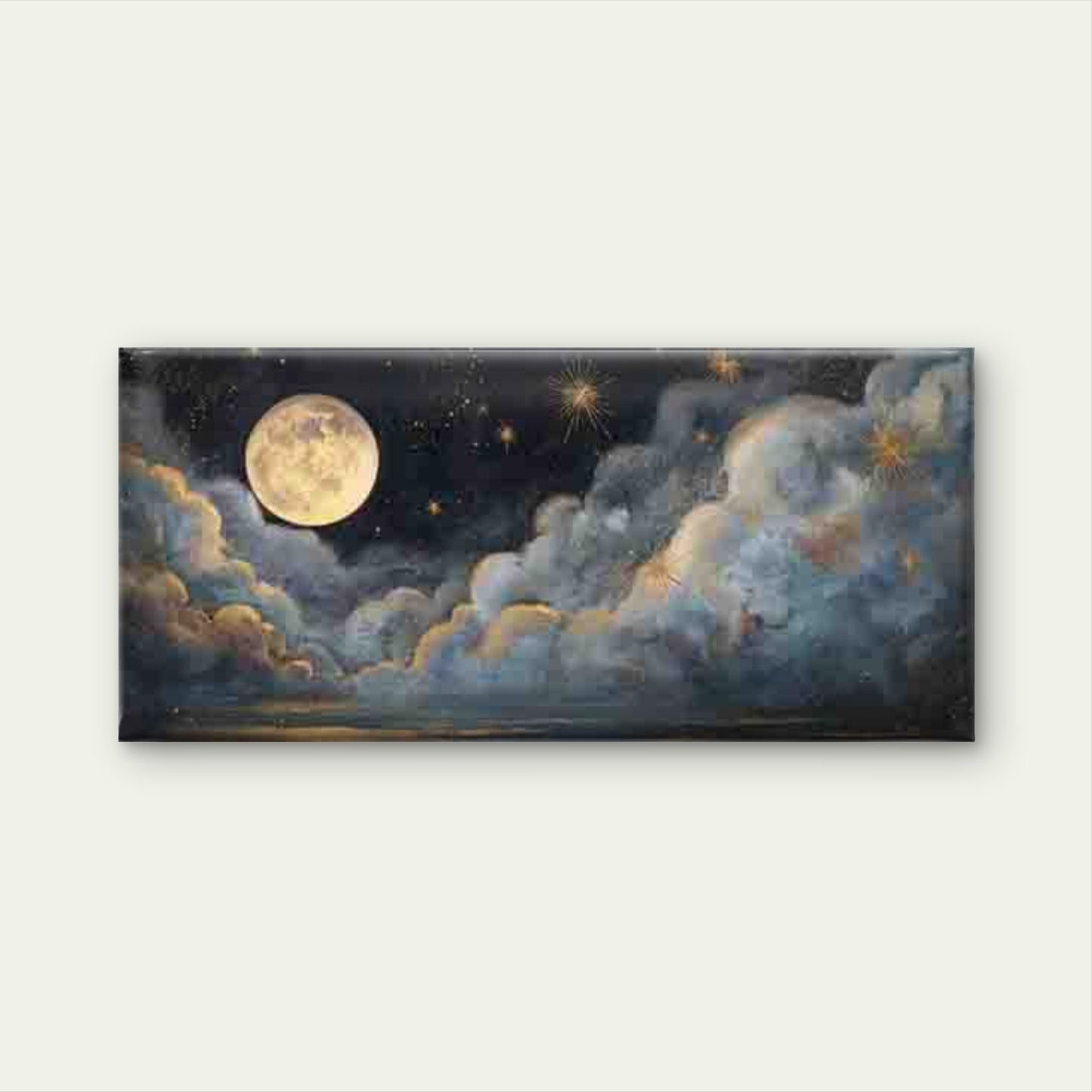 Full Moon and Starry Night Wall Art Canvas Office Home Room Framed 120x60cm