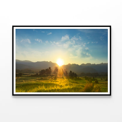 Sunset, Blossoming Meadow Home Decor Premium Quality Poster Print Choose Your Sizes