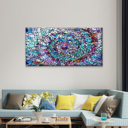 Blue Purple Mosaic Tile Style Wall Art Canvas Office Home Room Framed 120x60cm - Bella Home Decor