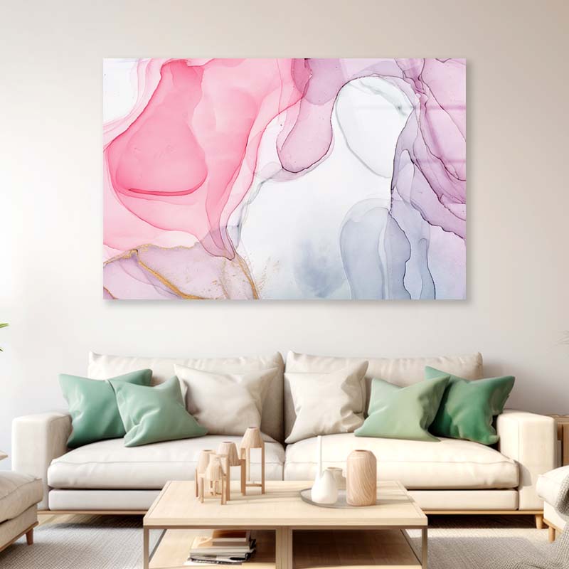 Pink Acrylic Mixing Marble Acrylic Glass Print Tempered Glass Wall Art 100% Made in Australia Ready to Hang