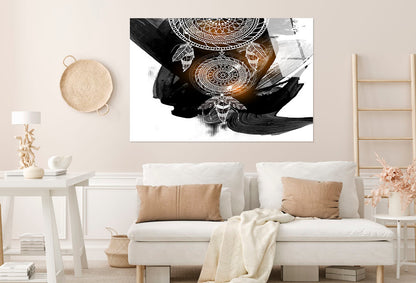 Abstract Dreamcatcher Amber Glow Glass Printing Wall Art Australian Made Quality