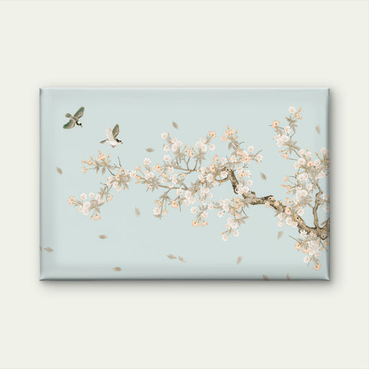 Chinoiserie Style Songbirds and Soft Green Blossoms Branch Wall Art Decor 100% Australian Made