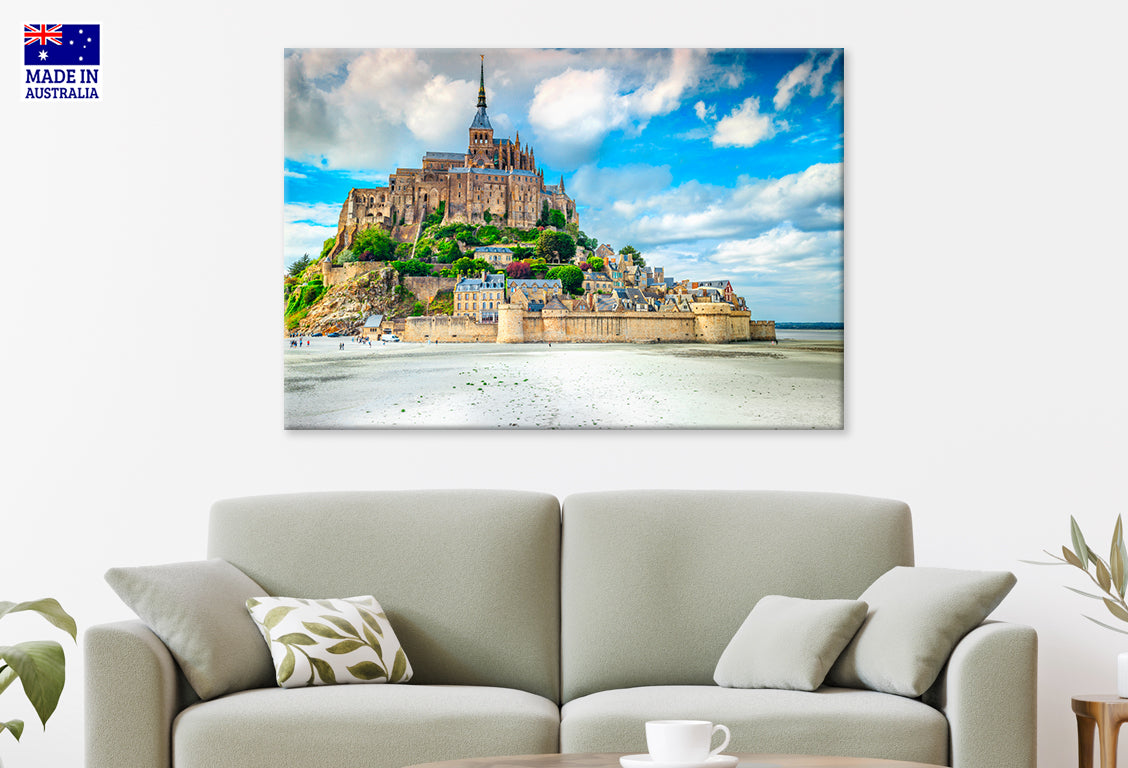 Mont Saint Michel Cathedral on the Island Normandy France Wall Art Decor 100% Australian Made