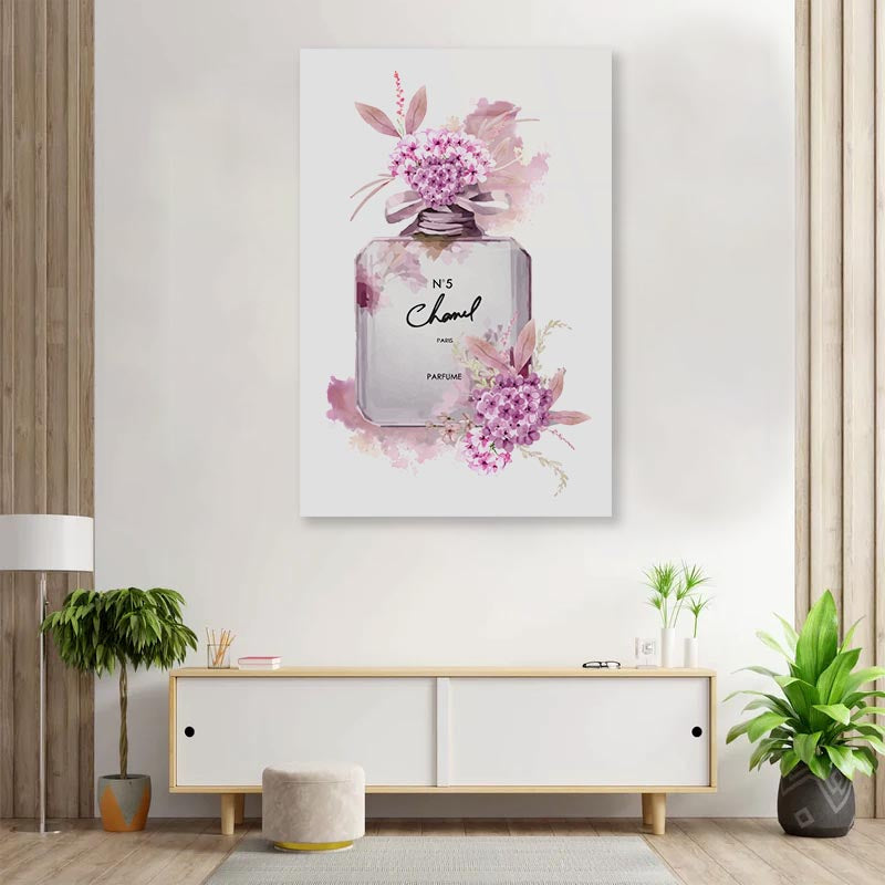 Perfume and Purple Flower 3D Design Acrylic Glass Print Tempered Glass Wall Art 100% Made in Australia Ready to Hang