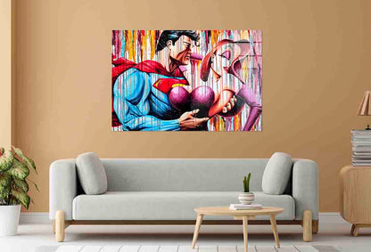 Bold Graffiti Couple Tempered Glass Printing Wall Art Australian Made Quality