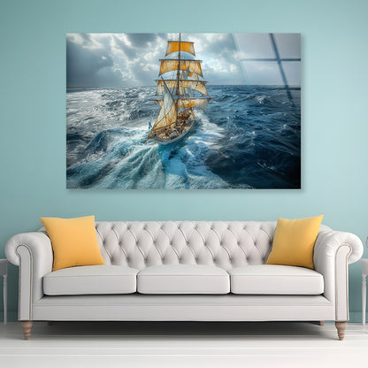 Sailing Ship in the Sea Acrylic Glass Print Tempered Glass Wall Art 100% Made in Australia Ready to Hang - Bella Home Decor