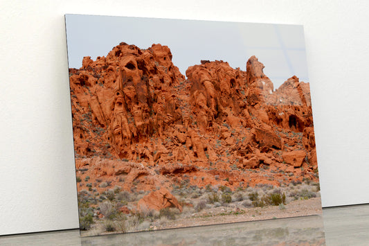 View of Brown Rocks Valley of Fire Acrylic Glass Print Tempered Glass Wall Art 100% Made in Australia Ready to Hang