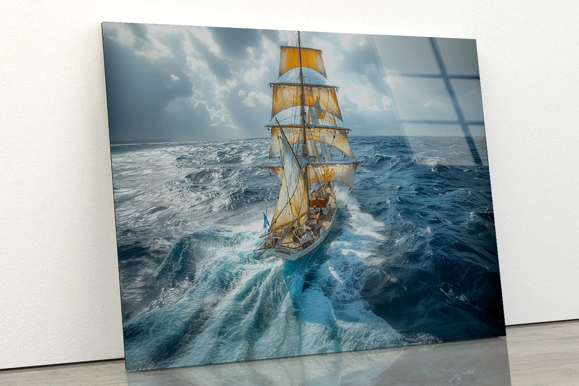 Sailing Ship in the Sea Acrylic Glass Print Tempered Glass Wall Art 100% Made in Australia Ready to Hang - Bella Home Decor