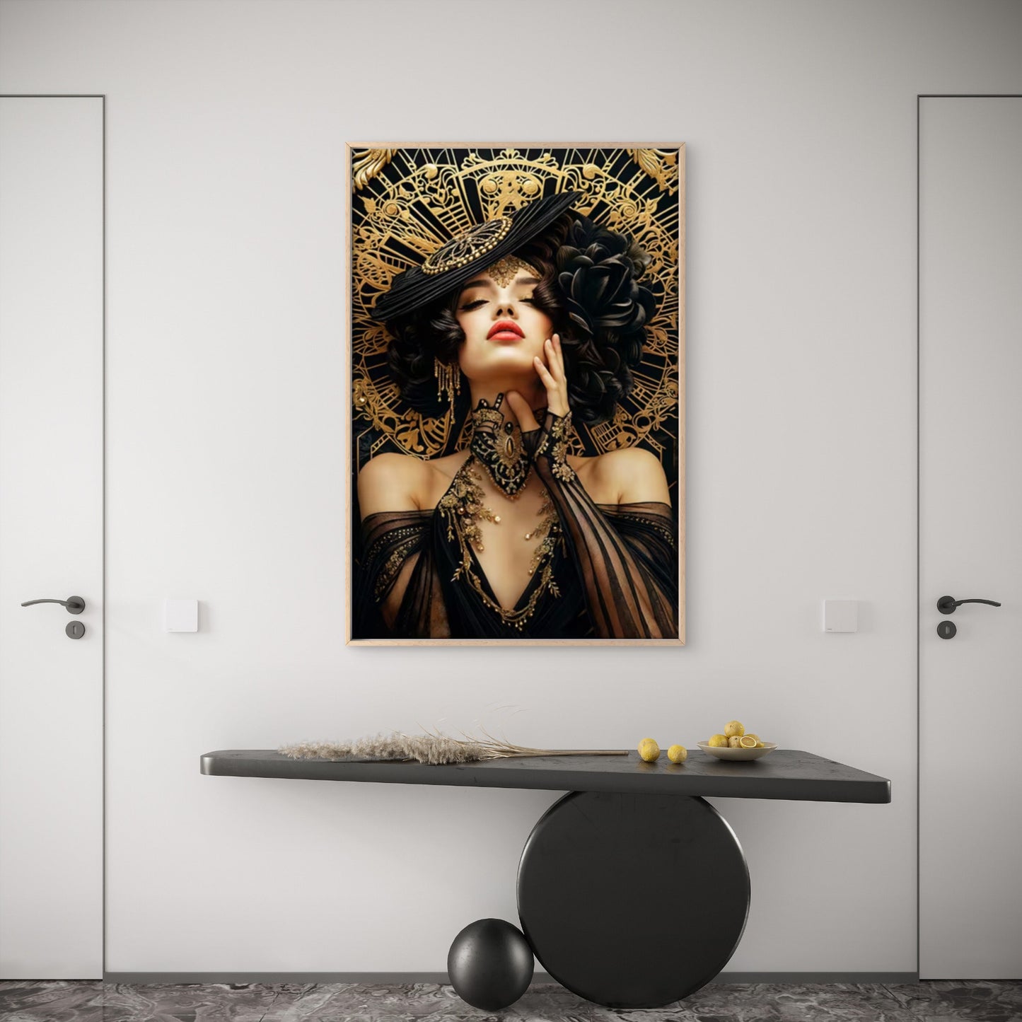 Black Golden Headpiece Woman Fashion Home Decor Premium Quality Poster Print Choose Your Sizes