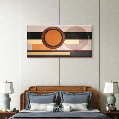 Modern Orange Grey Geometric Wall Art Canvas Office Home Room Framed 120x60cm