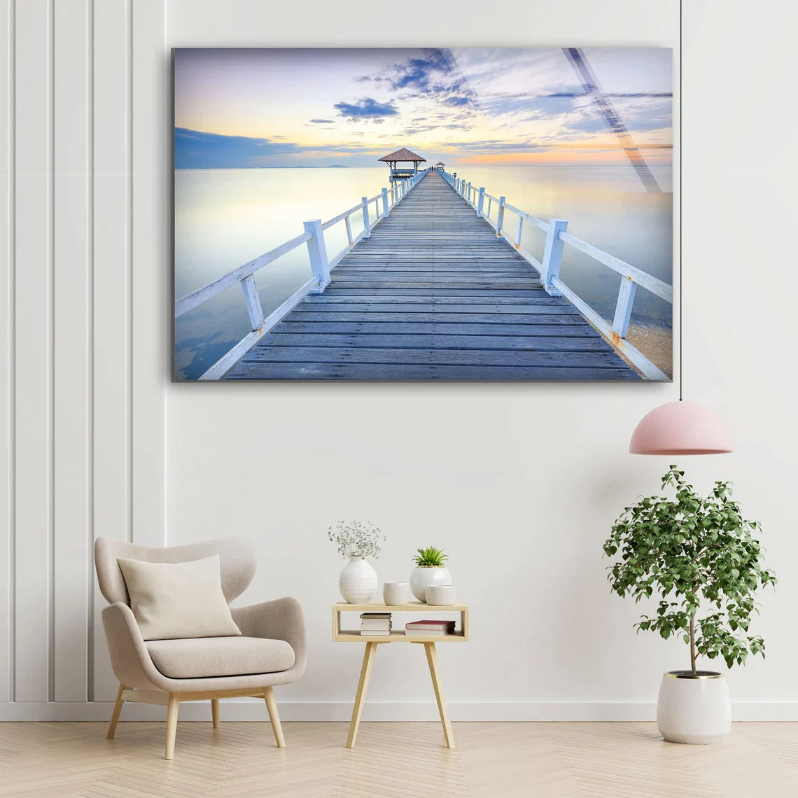 Wooden Pier Over Lake UV Direct Aluminum Print Australian Made Quality