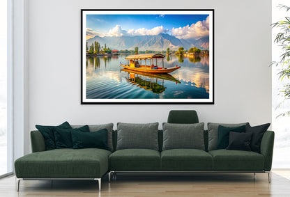 Boat on the Water, Lake, Mountains in India Home Decor Premium Quality Poster Print Choose Your Sizes