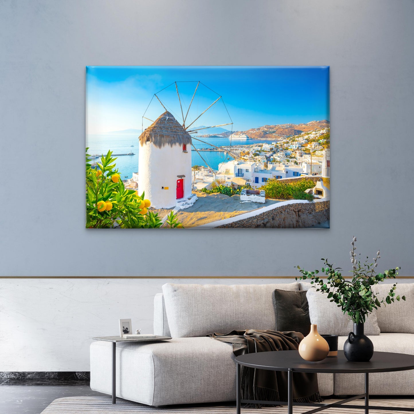 Mykonos Windmills Town of Chora in Mykonos Greece Wall Art Decor 100% Australian Made - Bella Home Decor
