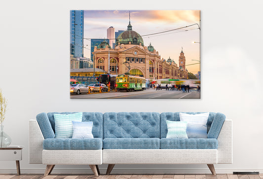Flinders Street Station Melbourne Sunset Wall Art Decor 100% Australian Made