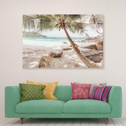 Beach With Palm Trees Acrylic Glass Print Tempered Glass Wall Art 100% Made in Australia Ready to Hang