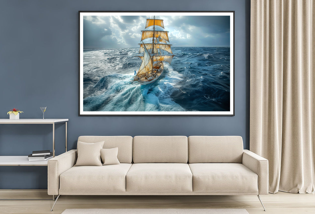 Sailing Ship in the Sea Home Decor Premium Quality Poster Print Choose Your Sizes - Bella Home Decor