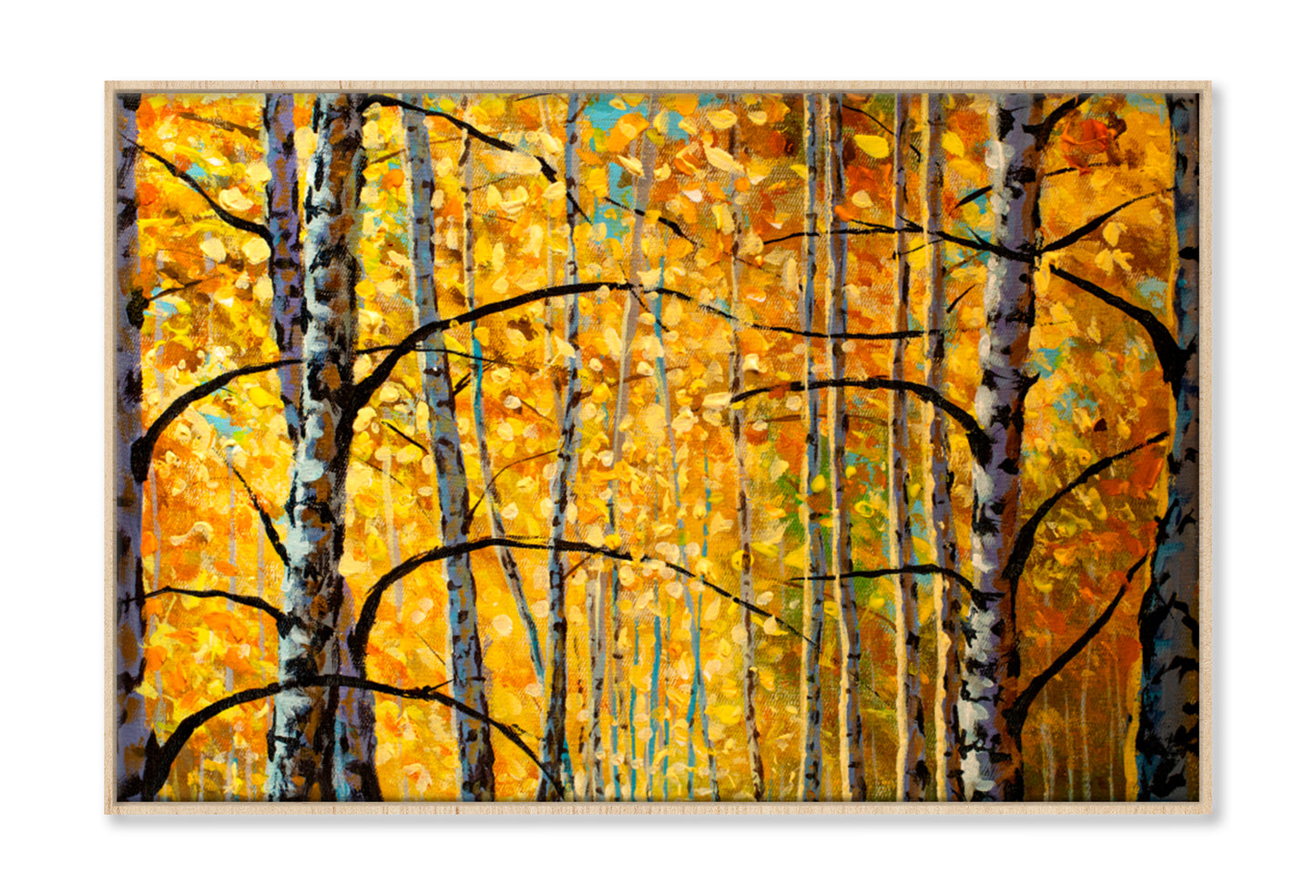 Beautiful Fragments of Birch Trees Oil Painting Wall Art Limited Edition High Quality Print Canvas Box Framed Natural