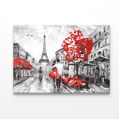 Eiffel Tower & Red Trees Acrylic Glass Print Tempered Glass Wall Art 100% Made in Australia Ready to Hang