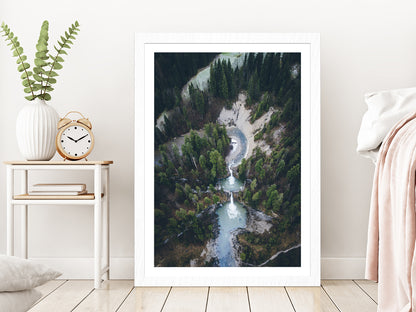 Buchenegger Wasserfälle In Forest Glass Framed Wall Art, Ready to Hang Quality Print With White Border White