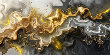 Luxury Black Gold Fluid Marble Wall Art Canvas Office Home Room Framed 120x60cm