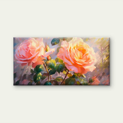 Pink Rose Flower Bouquet Wall Art Canvas Office Home Room Framed 120x60cm - Bella Home Decor