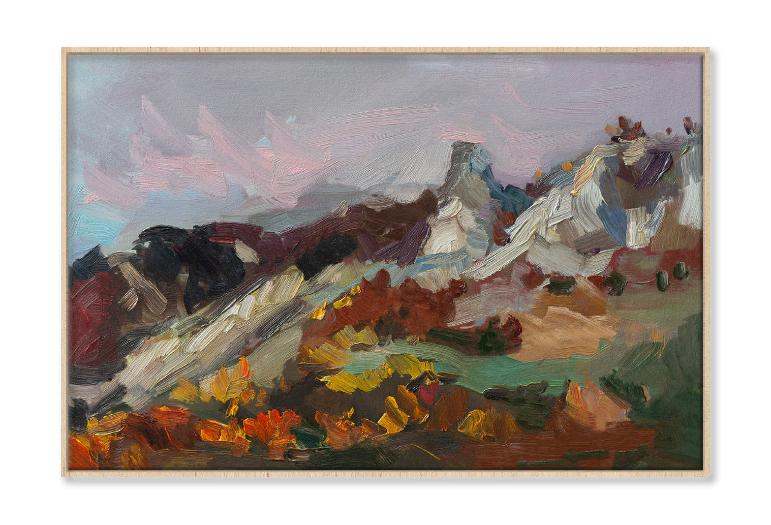 Abstract Mountains Autumn Oil Painting Wall Art Limited Edition High Quality Print Canvas Box Framed Natural