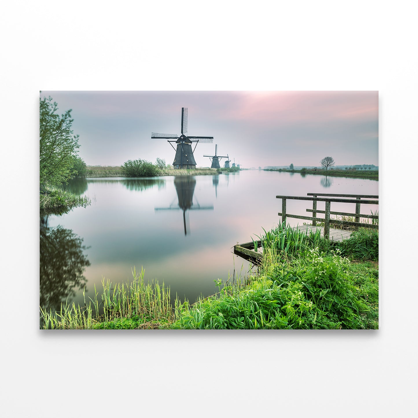 Windmill Reflected in the Canal  Wall Art Decor 100% Australian Made